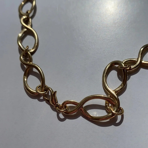 Two gold look necklaces chains‎ loops spirals - Picture 4 of 5